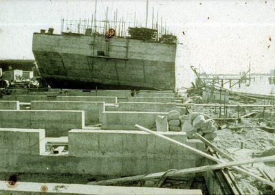 Beach,Damaged caisson for Mulberry Harbours, 1944,