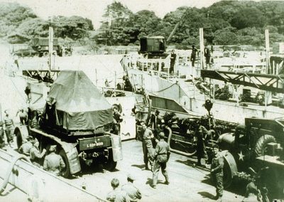 Beach,L C T loading at Stokes Bay, 1944,
